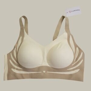 NWT LushFitting Wireless Bra Seamless Comfort Support Lounge Plus Size 4XL Beige